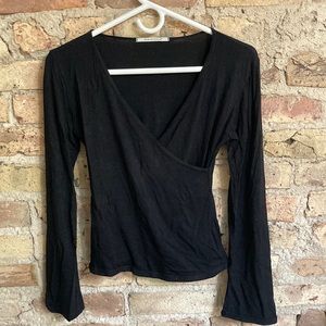 🖤essential faux wrap sexy long sleeve v neck